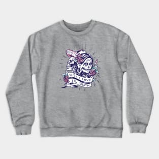 Dia de los Muertos Vintage Tattoo // Sugar Skull Couple Crewneck Sweatshirt